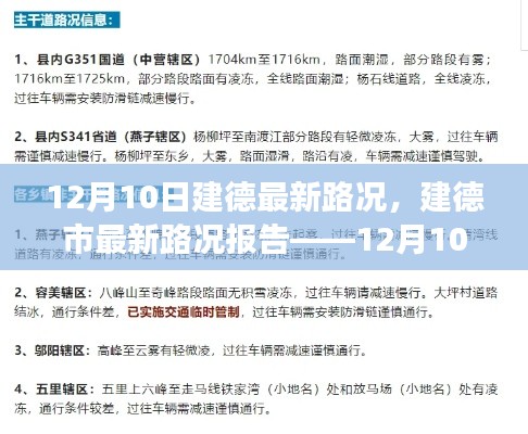 12月10日建德市最新路况报告,交通概览与实时路况更新