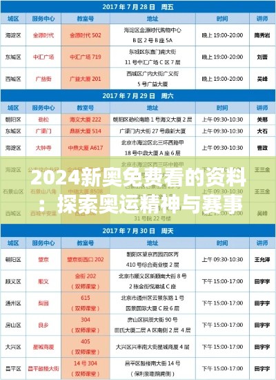 2024新奥免费看的资料:探索奥运精神与赛事直播的创新融合