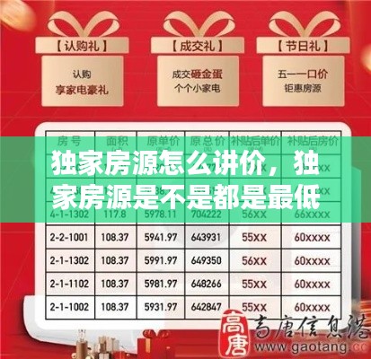 独家房源怎么讲价,独家房源是不是都是最低价