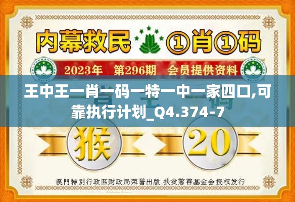 王中王一肖一码一特一中一家四口,可靠执行计划_Q4.374-7