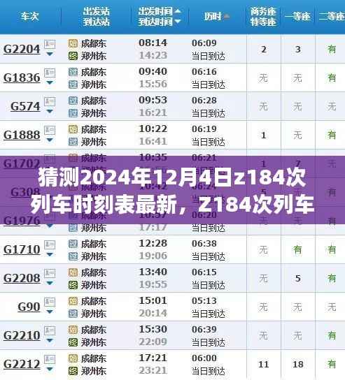 深度解读Z184次列车时刻表,特性分析、用户体验与目标用户群体解析,最新评测预测(2024年12月4日版)