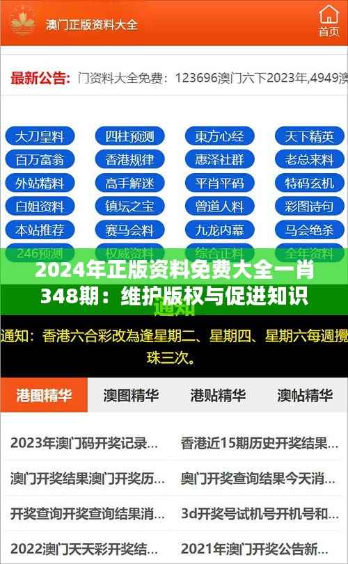 2024年正版资料免费大全一肖348期:维护版权与促进知识传播的平衡
