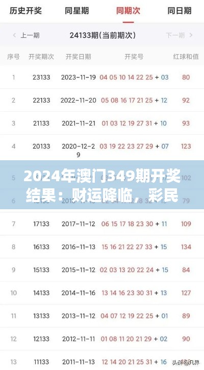 2024年澳门349期开奖结果:财运降临,彩民的狂欢夜