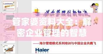 管家婆资料大全:解密企业管理的智慧与精髓