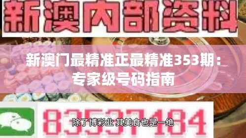 新澳门最精准正最精准353期:专家级号码指南