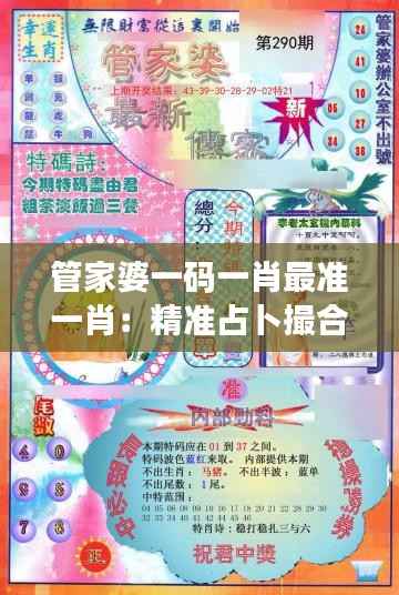 管家婆一码一肖最准一肖:精准占卜撮合艺术