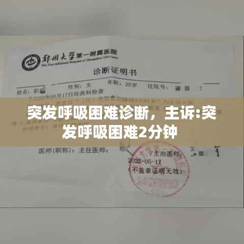 突发呼吸困难诊断,主诉:突发呼吸困难2分钟