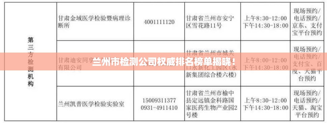 兰州市检测公司权威排名榜单揭晓!