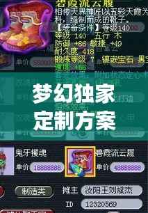 梦幻独家定制方案,梦幻西游低价指定