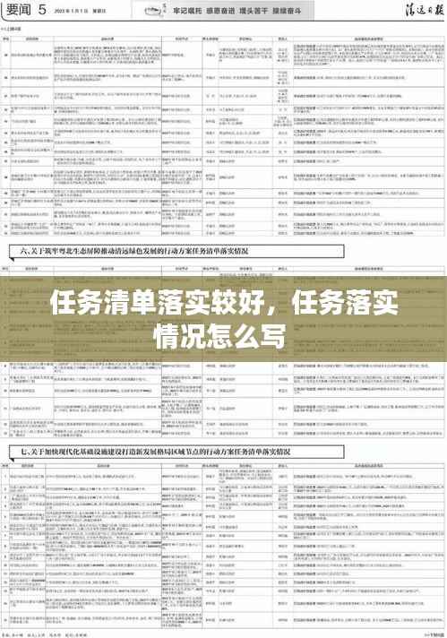 任务清单落实较好,任务落实情况怎么写