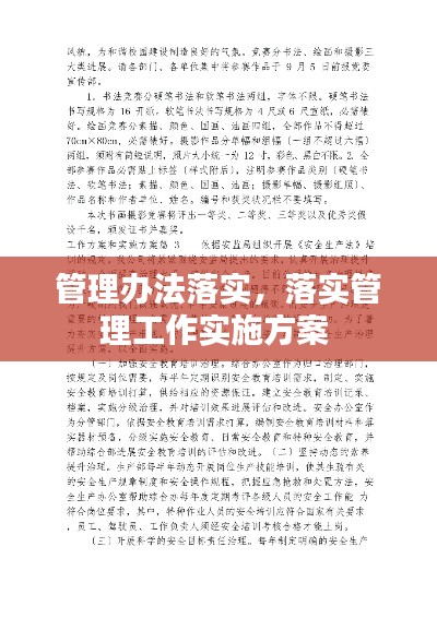 管理办法落实,落实管理工作实施方案