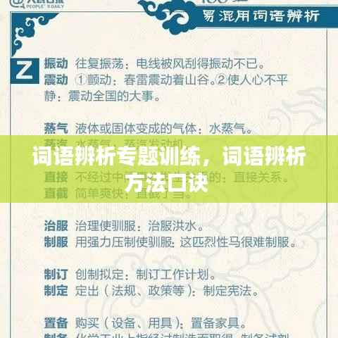 词语辨析专题训练,词语辨析方法口诀